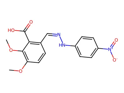 2,3-dimethoxy-6-[(Z)-[(4-nitrophenyl)hydrazinylidene]methyl]benzoic acid structure