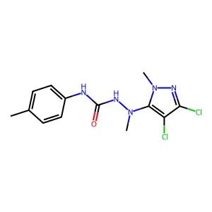 2-(3,4-dichloro-1-methyl-1H-pyrazol-5-yl)-2-methyl-N-(4-methylphenyl)-1-hydrazinecarboxamide structure