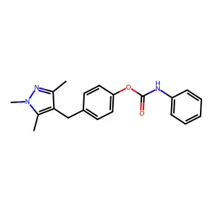 4-[(1,3,5-trimethyl-1H-pyrazol-4-yl)methyl]phenyl N-phenylcarbamate structure