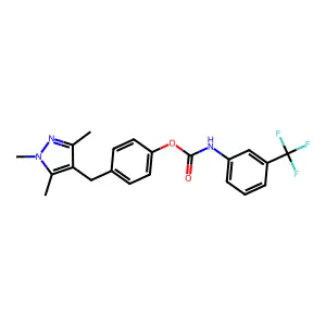 4-[(1,3,5-trimethyl-1H-pyrazol-4-yl)methyl]phenyl N-[3-(trifluoromethyl)phenyl]carbamate structure