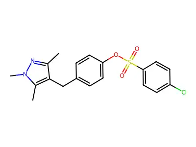 4-[(1,3,5-trimethyl-1H-pyrazol-4-yl)methyl]phenyl 4-chlorobenzenesulfonate structure