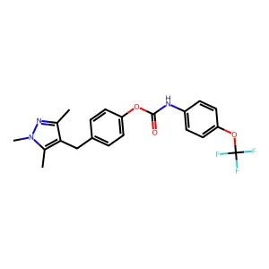 4-[(1,3,5-trimethyl-1H-pyrazol-4-yl)methyl]phenyl N-[4-(trifluoromethoxy)phenyl]carbamate structure