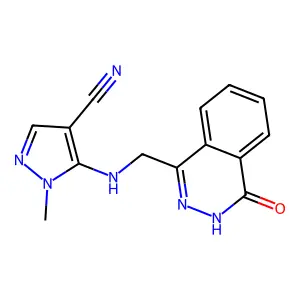1-methyl-5-{[(4-oxo-3,4-dihydro-1-phthalazinyl)methyl]amino}-1H-pyrazole-4-carbonitrile structure