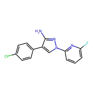 4-(4-Chlorophenyl)-1-(6-fluoro-2-pyridinyl)-3-pyrazolamine structure