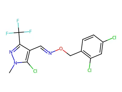 1-[5-chloro-1-methyl-3-(trifluoromethyl)pyrazol-4-yl]-N-[(2,4-dichlorophenyl)methoxy]methanimine structure