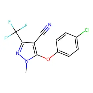 5-(4-chlorophenoxy)-1-methyl-3-(trifluoromethyl)-1H-pyrazole-4-carbonitrile structure