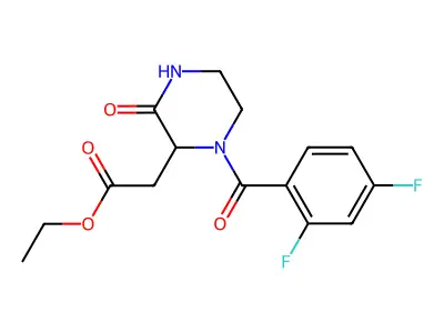 Ethyl 2-[1-(2,4-difluorobenzoyl)-3-oxo-2-piperazinyl]acetate structure