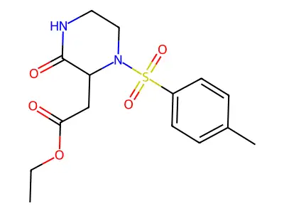Ethyl 1-((4-methylphenyl)sulfonyl)-3-oxo-2-piperazineacetate structure