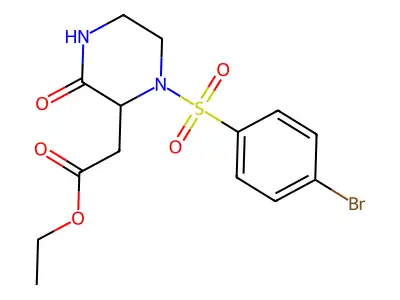 Ethyl 2-{1-[(4-bromophenyl)sulfonyl]-3-oxo-2-piperazinyl}acetate structure