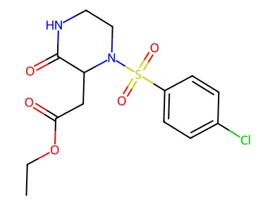 Ethyl 2-(1-(4-chlorophenylsulfonyl)-3-oxopiperazin-2-yl)acetate structure