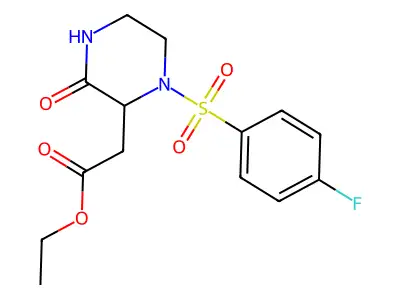 Ethyl 2-{1-[(4-fluorophenyl)sulfonyl]-3-oxo-2-piperazinyl}acetate structure