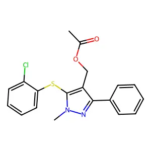 {5-[(2-chlorophenyl)sulfanyl]-1-methyl-3-phenyl-1H-pyrazol-4-yl}methyl acetate structure