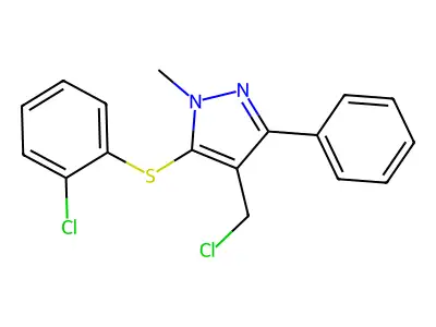 4-(chloromethyl)-5-[(2-chlorophenyl)sulfanyl]-1-methyl-3-phenyl-1H-pyrazole structure