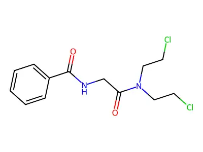 N-[2-[bis(2-chloroethyl)amino]-2-oxoethyl]benzamide structure