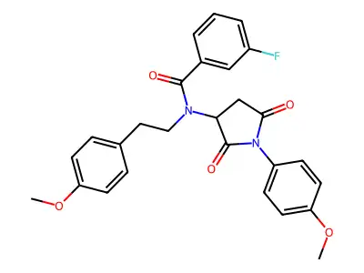 3-fluoro-N-[1-(4-methoxyphenyl)-2,5-dioxopyrrolidin-3-yl]-N-[2-(4-methoxyphenyl)ethyl]benzamide structure