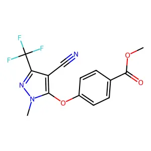 methyl 4-{[4-cyano-1-methyl-3-(trifluoromethyl)-1H-pyrazol-5-yl]oxy}benzenecarboxylate structure