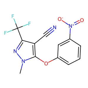 1-methyl-5-(3-nitrophenoxy)-3-(trifluoromethyl)-1H-pyrazole-4-carbonitrile structure