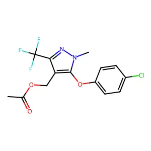 [5-(4-chlorophenoxy)-1-methyl-3-(trifluoromethyl)-1H-pyrazol-4-yl]methyl acetate structure
