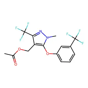 {1-methyl-3-(trifluoromethyl)-5-[3-(trifluoromethyl)phenoxy]-1H-pyrazol-4-yl}methyl acetate structure