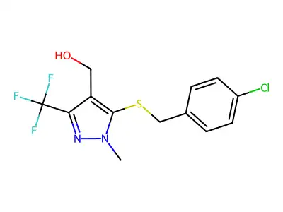 [5-[(4-Chlorobenzyl)sulfanyl]-1-methyl-3-(trifluoromethyl)-1H-pyrazol-4-yl]methanol structure