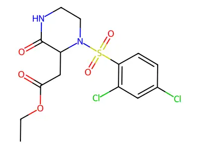 Ethyl 2-{1-[(2,4-dichlorophenyl)sulfonyl]-3-oxo-2-piperazinyl}acetate structure