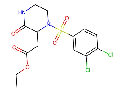 Ethyl 2-{1-[(3,4-dichlorophenyl)sulfonyl]-3-oxo-2-piperazinyl}acetate structure