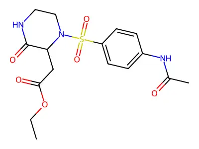 Ethyl 2-(1-{[4-(acetylamino)phenyl]sulfonyl}-3-oxo-2-piperazinyl)acetate structure