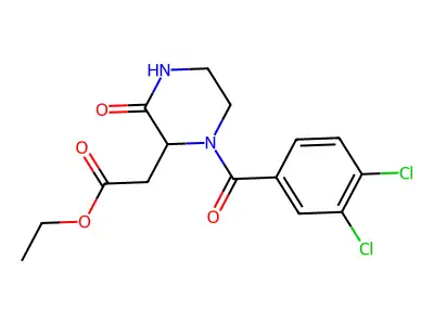 Ethyl 2-[1-(3,4-dichlorobenzoyl)-3-oxo-2-piperazinyl]acetate structure