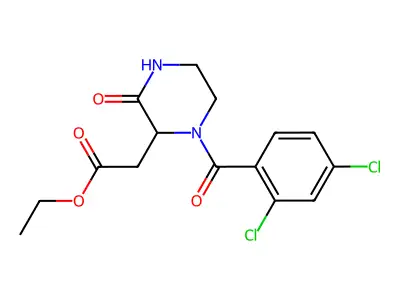 Ethyl 2-[1-(2,4-dichlorobenzoyl)-3-oxo-2-piperazinyl]acetate structure