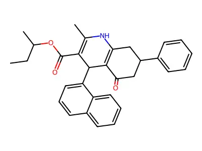 butan-2-yl 2-methyl-4-(naphthalen-1-yl)-5-oxo-7-phenyl-1,4,5,6,7,8-hexahydroquinoline-3-carboxylate structure