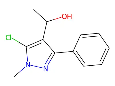 1-(5-chloro-1-methyl-3-phenyl-1H-pyrazol-4-yl)-1-ethanol structure