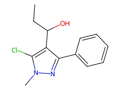 1-(5-chloro-1-methyl-3-phenyl-1H-pyrazol-4-yl)-1-propanol structure