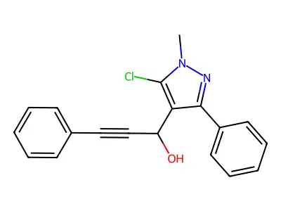 1-(5-chloro-1-methyl-3-phenyl-1H-pyrazol-4-yl)-3-phenylprop-2-yn-1-ol structure