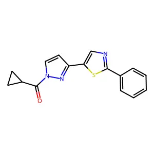 Cyclopropyl(3-(2-phenyl-1,3-thiazol-5-yl)-1H-pyrazol-1-yl)methanone structure
