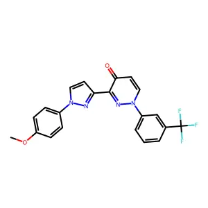 3-[1-(4-methoxyphenyl)-1H-pyrazol-3-yl]-1-[3-(trifluoromethyl)phenyl]-4(1H)-pyridazinone structure