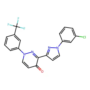 3-[1-(3-chlorophenyl)-1H-pyrazol-3-yl]-1-[3-(trifluoromethyl)phenyl]-4(1H)-pyridazinone structure
