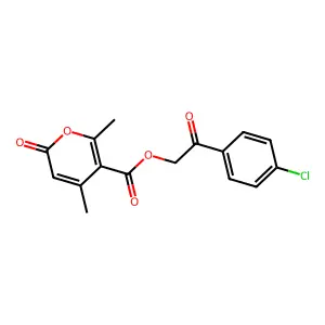 2-(4-chlorophenyl)-2-oxoethyl 4,6-dimethyl-2-oxo-2H-pyran-5-carboxylate structure