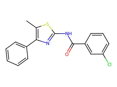 3-chloro-N-(5-methyl-4-phenyl-1,3-thiazol-2-yl)benzamide structure