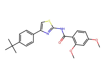 N-[4-(4-tert-butylphenyl)-1,3-thiazol-2-yl]-2,4-dimethoxybenzamide structure