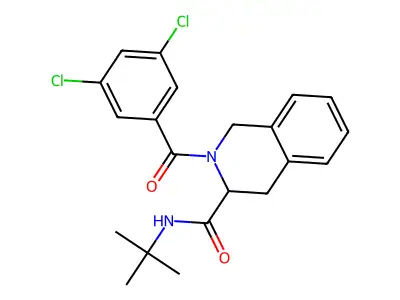 N-tert-butyl-2-(3,5-dichlorobenzoyl)-3,4-dihydro-1H-isoquinoline-3-carboxamide structure