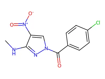 (4-chlorophenyl)[3-(methylamino)-4-nitro-1H-pyrazol-1-yl]methanone structure
