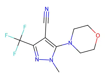 1-methyl-5-morpholino-3-(trifluoromethyl)-1H-pyrazole-4-carbonitrile structure