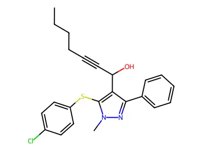 1-{5-[(4-chlorophenyl)sulfanyl]-1-methyl-3-phenyl-1H-pyrazol-4-yl}hept-2-yn-1-ol structure