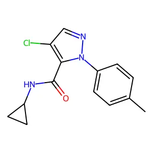 4-chloro-N-cyclopropyl-1-(4-methylphenyl)-1H-pyrazole-5-carboxamide structure