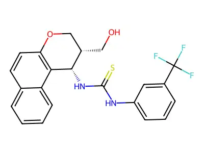 N-[2-(hydroxymethyl)-2,3-dihydro-1H-benzo[f]chromen-1-yl]-N'-[3-(trifluoromethyl)phenyl]thiourea structure