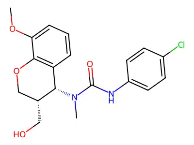 N'-(4-Chlorophenyl)-N-[3-(hydroxymethyl)-8- methoxy-3,4-dihydro-2H-chromen-4-yl]-N- methylurea structure