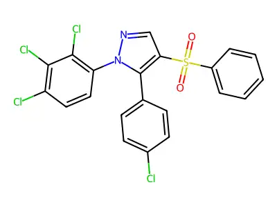 4-(Benzenesulfonyl)-5-(4-chlorophenyl)-1-(2,3,4-trichlorophenyl)pyrazole structure