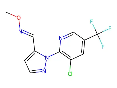 1-[2-[3-chloro-5-(trifluoromethyl)pyridin-2-yl]pyrazol-3-yl]-N-methoxy-methanimine structure
