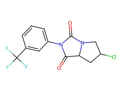 6-chloro-2-[3-(trifluoromethyl)phenyl]tetrahydro-1H-pyrrolo[1,2-c]imidazole-1,3(2H)-dione structure