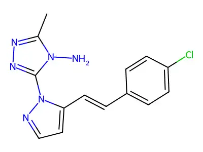 3-[5-[2-(4-Chlorophenyl)ethenyl]pyrazol-1-yl]-5-methyl-1,2,4-triazol-4-amine structure